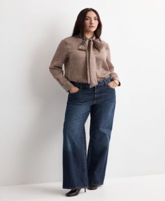 Women's Tie Neck Collar Striped Blouse