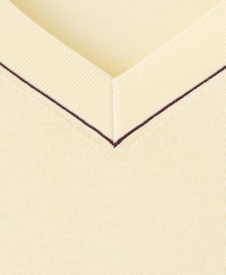 Women's Contrast Piping V-Neck Sweater