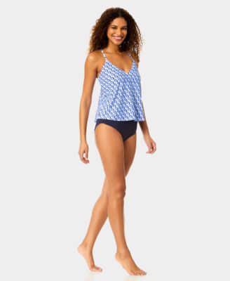 Women's Easy Tri V-Neck Tankini Top and High-Waist Bikini Bottoms