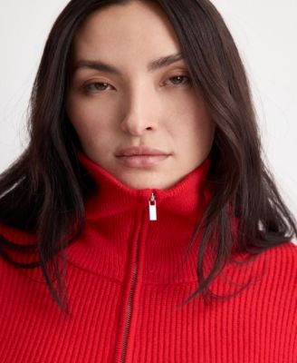 Women's Contrasting Zipper Collar Sweater