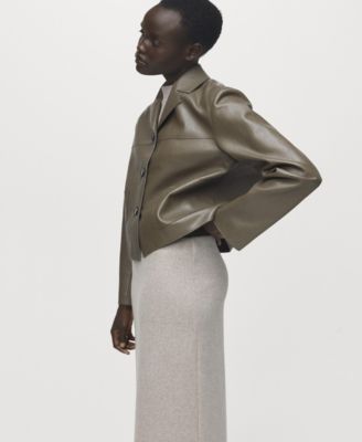 Women's Faux-Leather Pockets Jacket