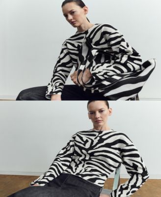 Women's Zebra Print Knit Jumper Sweater