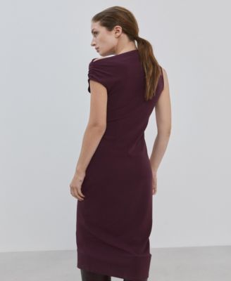 Women's Asymmetrical-Neck Midi Dress