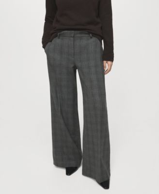 Women's Wide Leg Check Suit Trousers