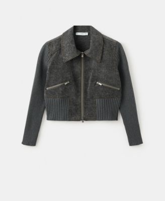 Women's Combined Fabrics Knitted Jacket