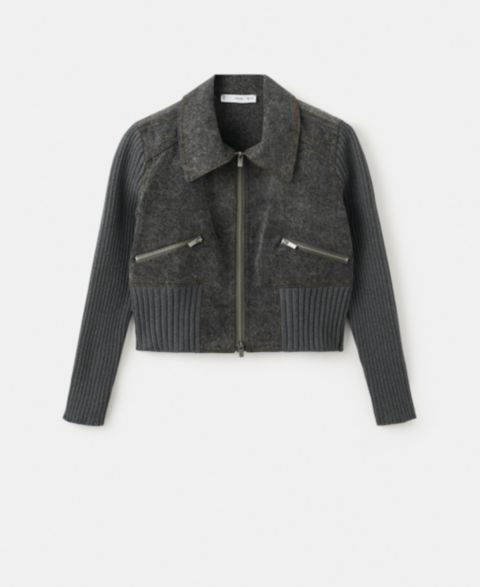 Женские куртки MANGO Combined Fabrics Knitted Jacket