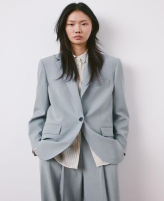 Women's Lapel Pockets Straight Suit Jacket