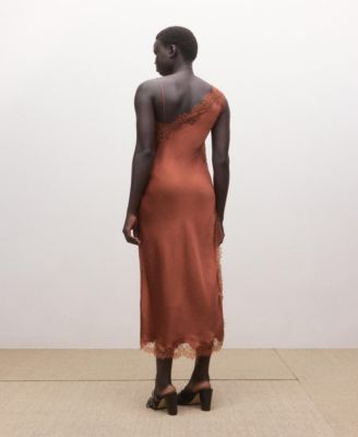 Women's Asymmetrical Satin Lace Dress