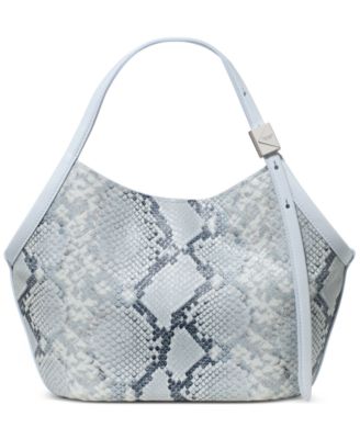 Deco Tulip Medium Snake Embossed Leather Tote Bag