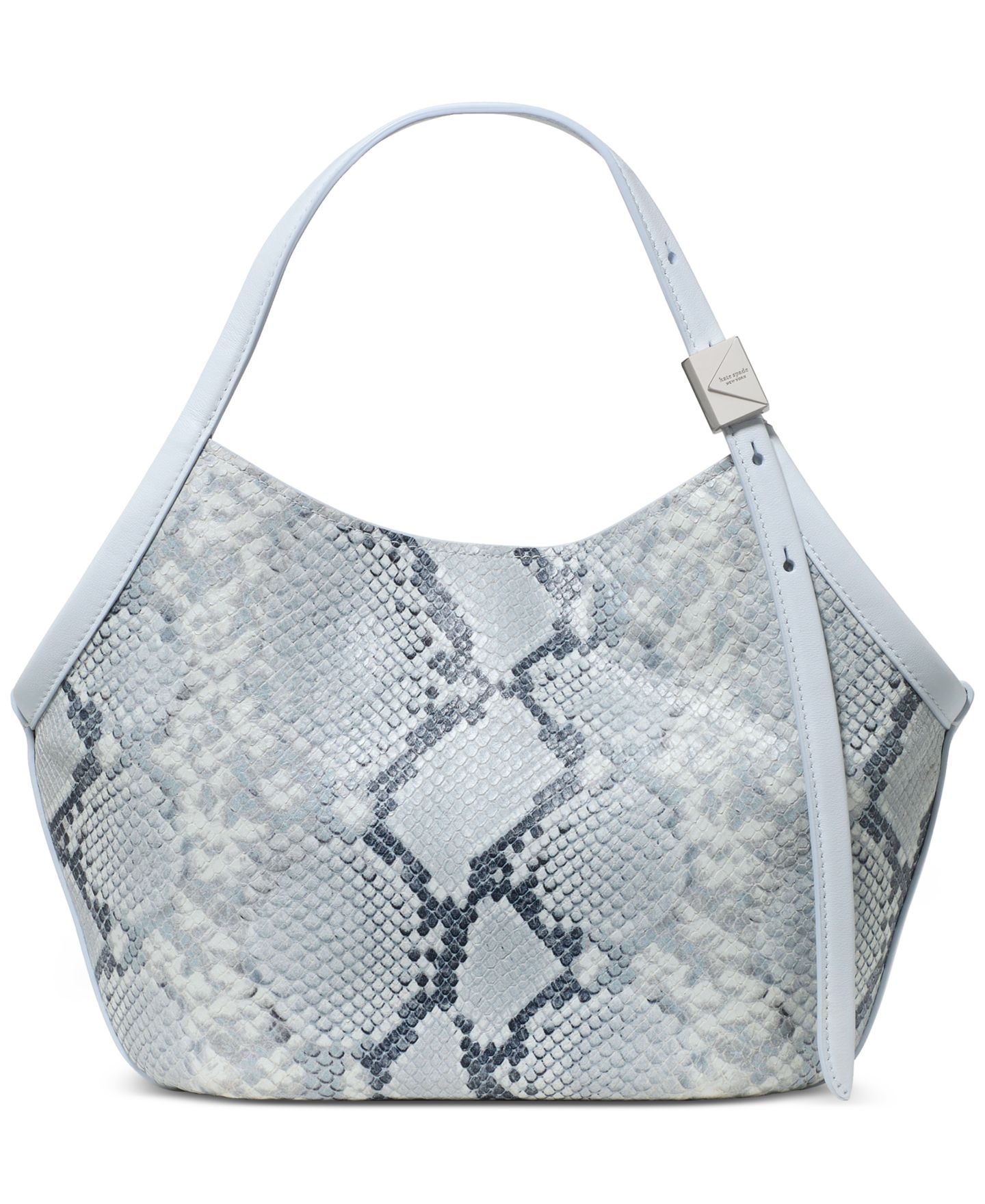 Женская сумка kate spade new york Deco Tulip Small Snake Embossed Leather Tote Handbag, цвет: Бледный сапфировый — фото 1