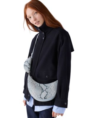 Duo Small Snake Embossed Leather Crossbody Bag