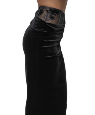 Women's Velvet And Lace Maxi Skirt