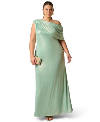 Plus Size Foiled One-Shoulder Ball Gown
