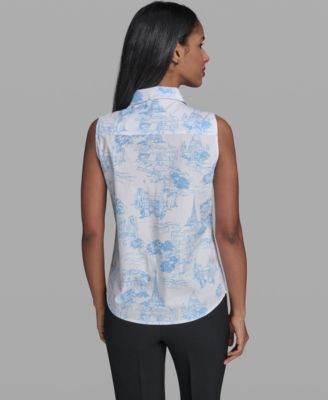 Women's Collared Sleeveless Blouse