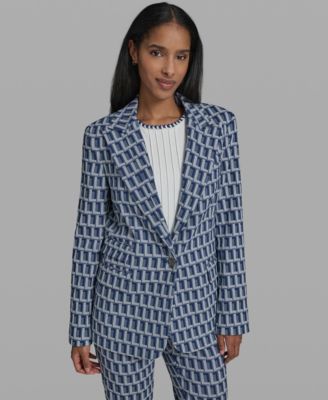 Women's One-Button Patterned Jacket
