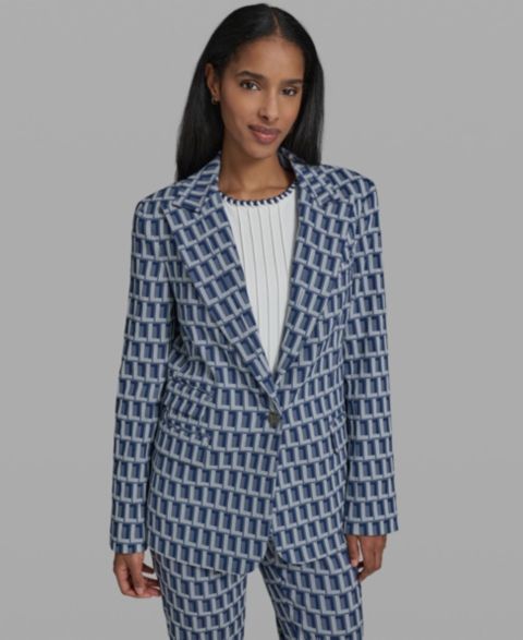 Женские KARL LAGERFELD PARIS Women's One-Button Geometric Print Blazer