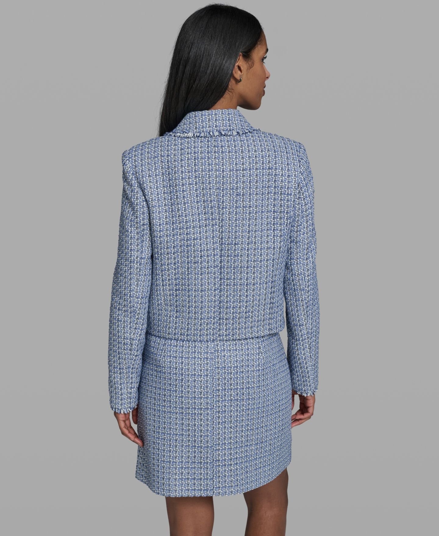 Женский пиджак KARL LAGERFELD PARIS 3-Button Tweed Blazer, цвет: Белый / Разноцветный — фото 5