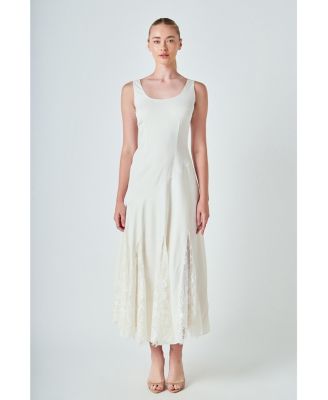 Women's Lace Satin Maxi Dress