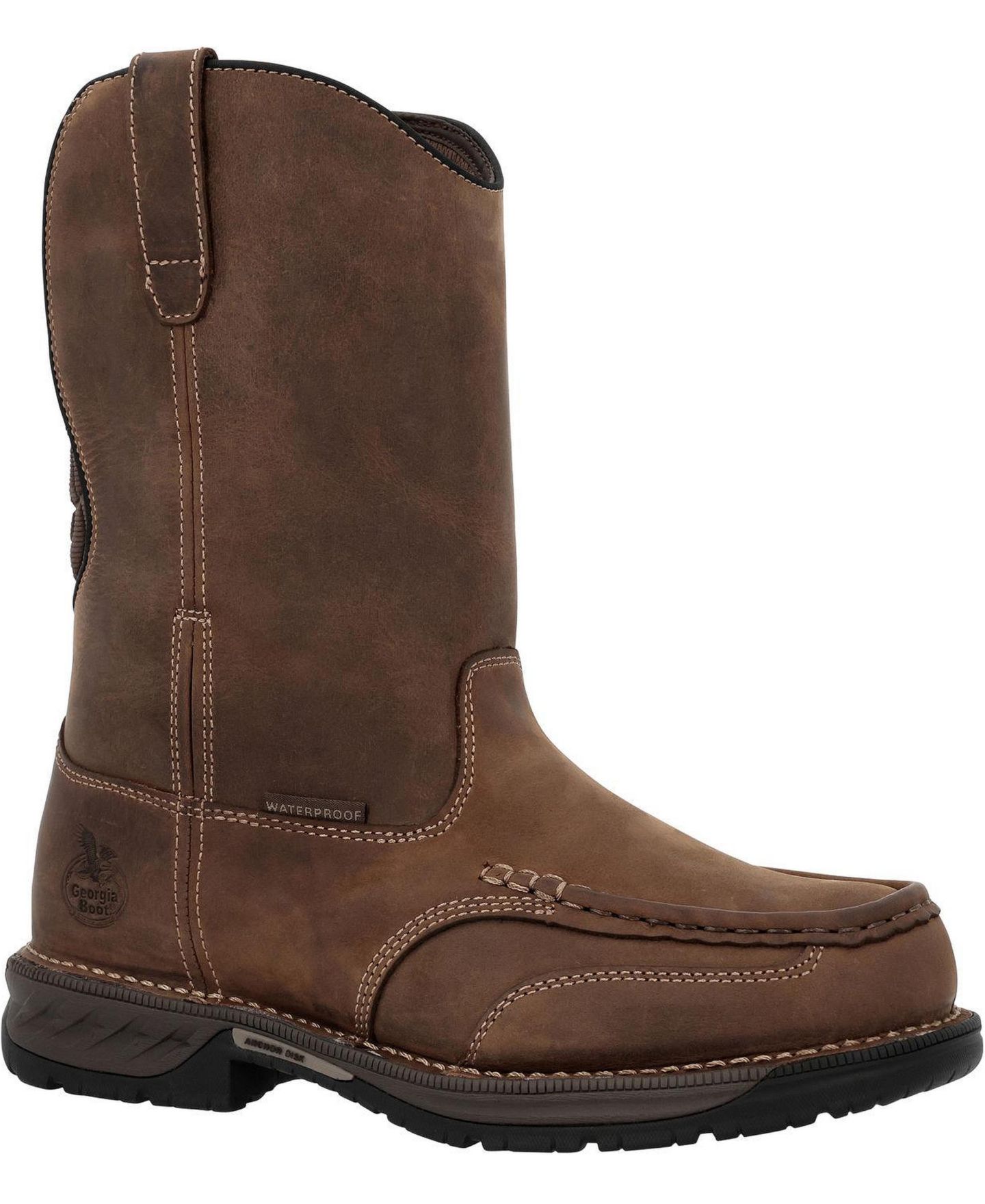 Мужские ботинки GEORGIA BOOT Athens Pull-On Waterproof Moc-Toe Work Boot, цвет: Коричневый — фото 1