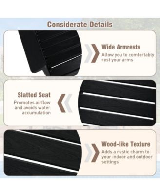 Patio Dining Chairs Set of 4 w/Wide Armrests Curved Seat Wood Grain for Backyard