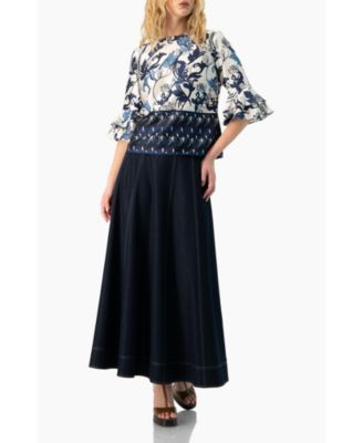Women's Wide Denim Midi Skirt
