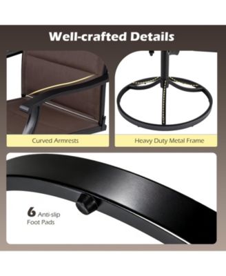 Padded Patio Swivel Chairs Set of 2 Ergonomic Outdoor Dining Chairs w/High Back