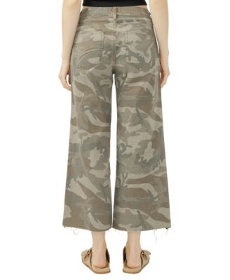 Women's Suki Mid-Rise Cropped Wide-Leg Camo Jeans