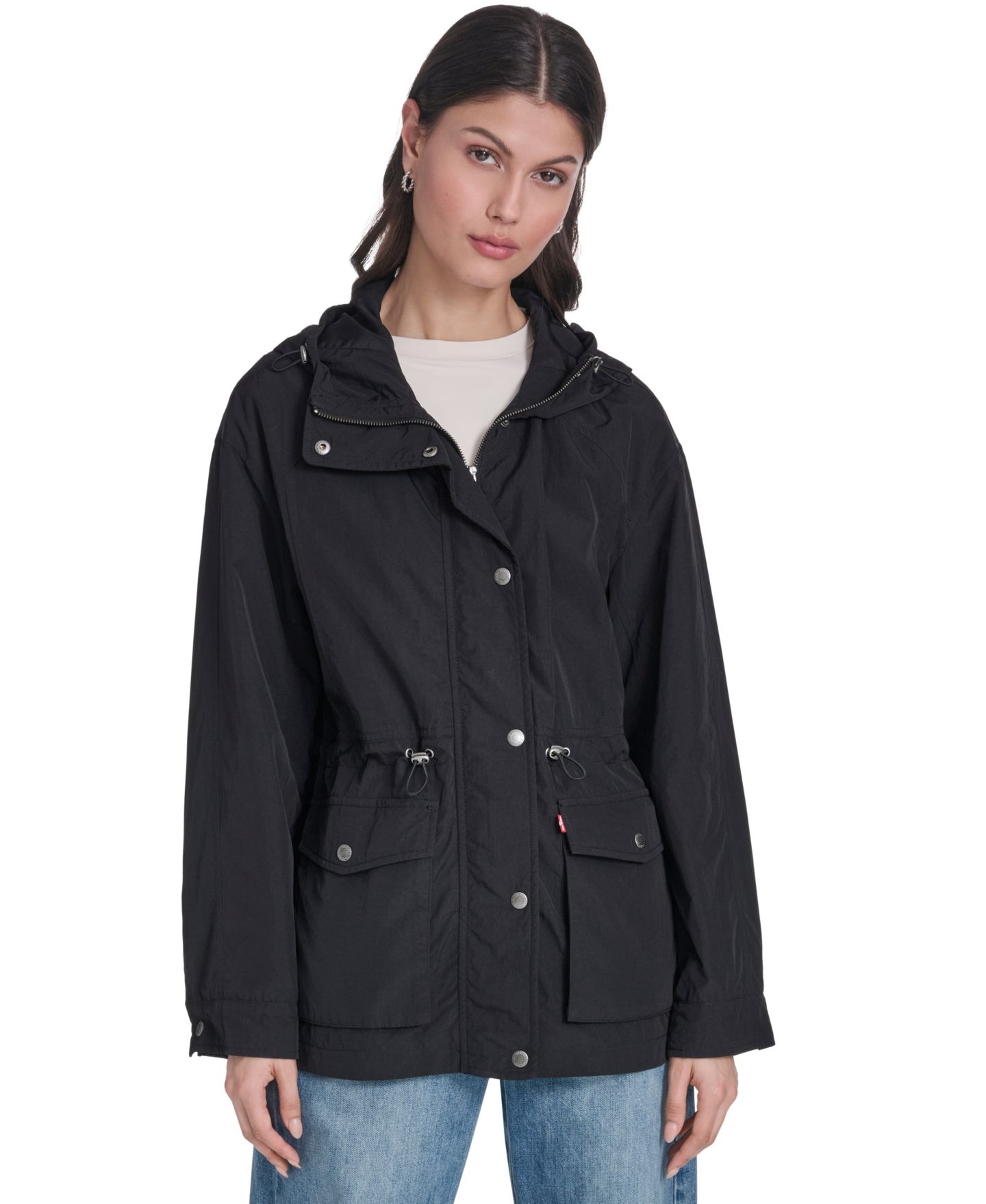 Женская куртка Levi's Cinch-Waist Hooded Rain Anorak, цвет: Чёрный — фото 2