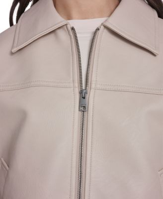 Women's Faux Leather Relaxed-Fit Zip-Front Jacket