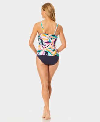 Women's Underwire Surplice Tri Printed Tankini Top and  High-Waist Bikini Bottoms