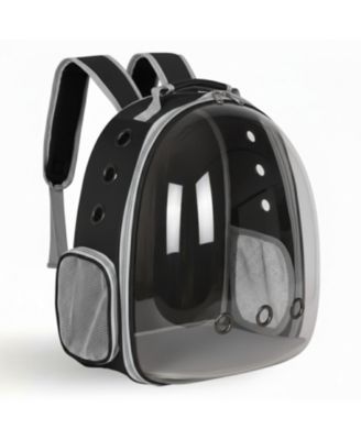 Breathable Transparent Pet Carrier Bag for Cats & Small Dogs – Portable Space Capsule with Zipper, Black, Ideal for Travel & Outdoor Adventures
