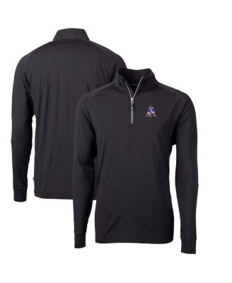 Men's Black New England Patriots Adapt Eco Knit Stretch Quarter-Zip Throwback Pullover Sweatshirt