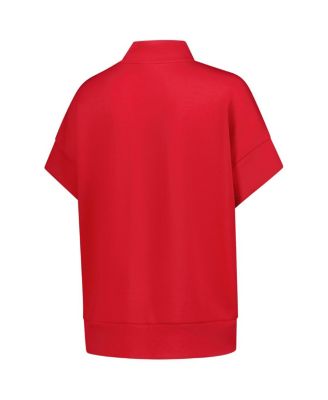 Women's Scarlet Ohio State Buckeyes Tri-Blend Quarter-Zip Flowy Top