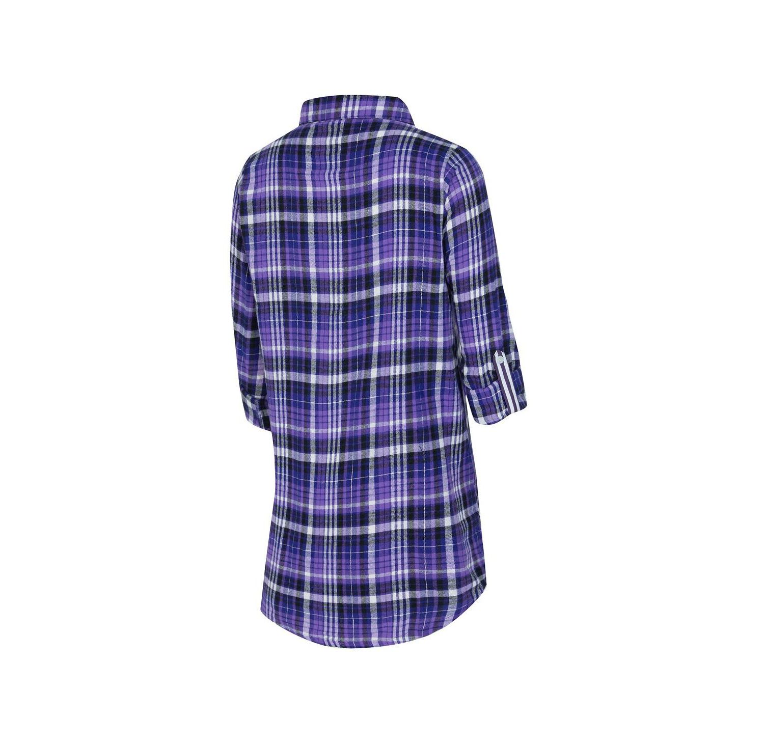 Women's Purple Baltimore Ravens Laney Plaid Tri-Blend Full-Button Nightshirt