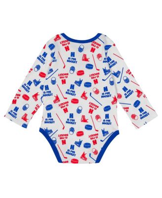 Baby Boys and Girls White New York Rangers Quick Learner Long Sleeve Bodysuit