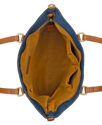 Nadine Medium Denim Crossbody Tote Bag