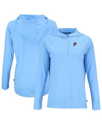 Women's Powder Blue Philadelphia Phillies Cooperstown Collection Coastline Epic Comfort Eco Hoodie Raglan Long Sleeve T-Shirt