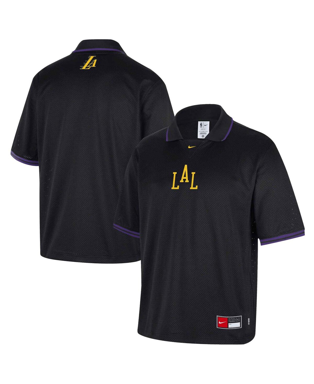Nike Men's Black Los Angeles Lakers 2025/26 City Edition Remix Courtside Air Half-Sleeve Polo Shirt - Black