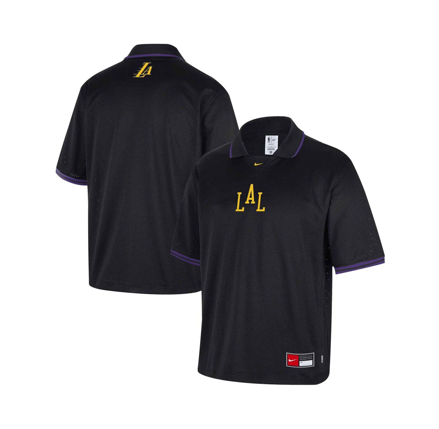 Men's Black Los Angeles Lakers 2025/26 City Edition Remix Courtside Air Half-Sleeve Polo Shirt