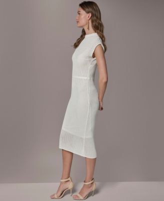 Women's Mock Neck Layered Midi Sweater Dress