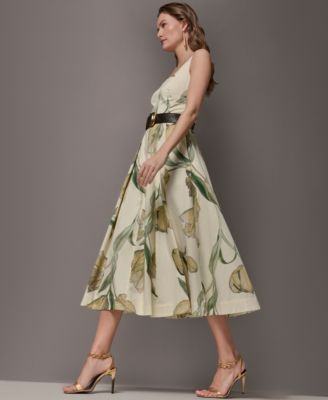 Women's Floral Sleeveless Midi A-Line Dress