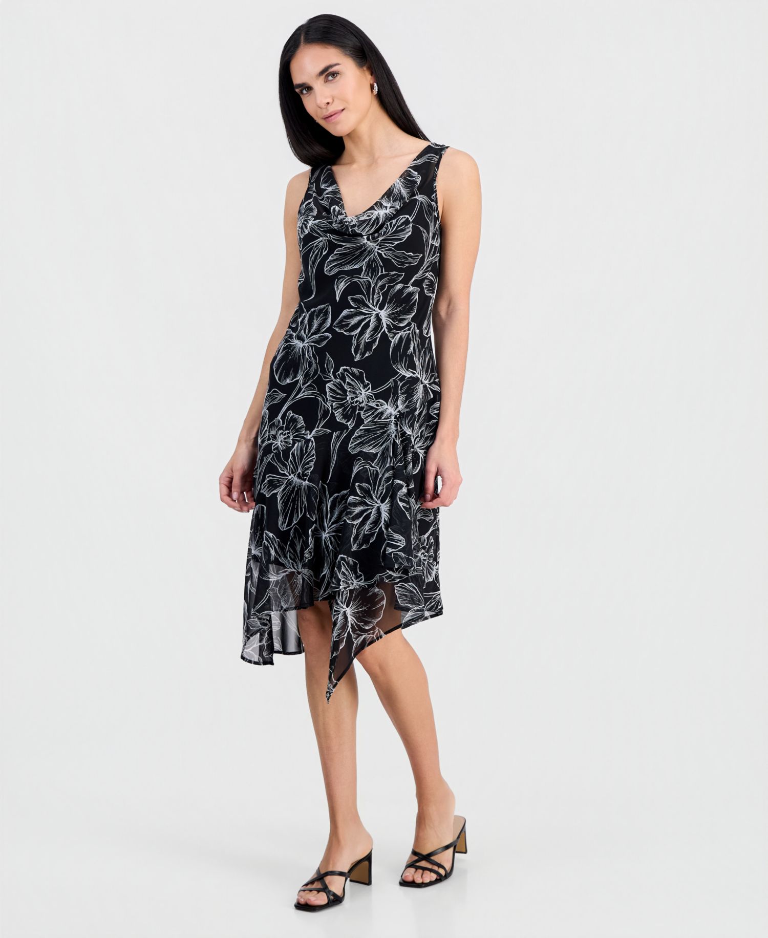 Petite Handkerchief-Hem Midi Dress