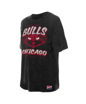 Women's Black Chicago Bulls Throwback Mineral Wash Oversized T-Shirt