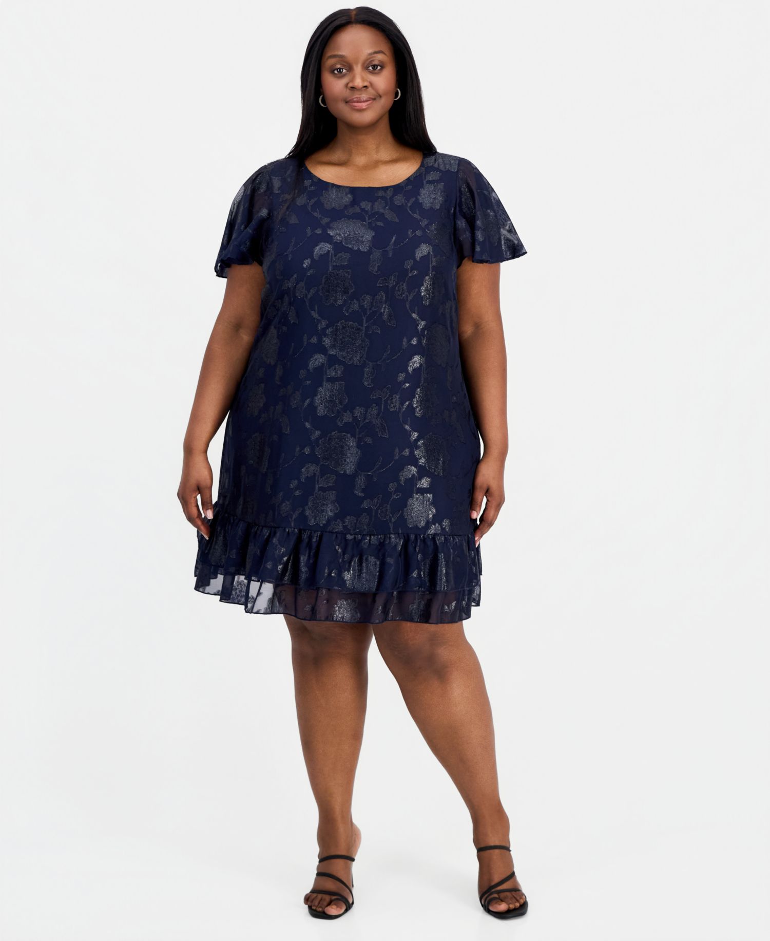 Plus Size Round-Neck Ruffle-Hem Dress
