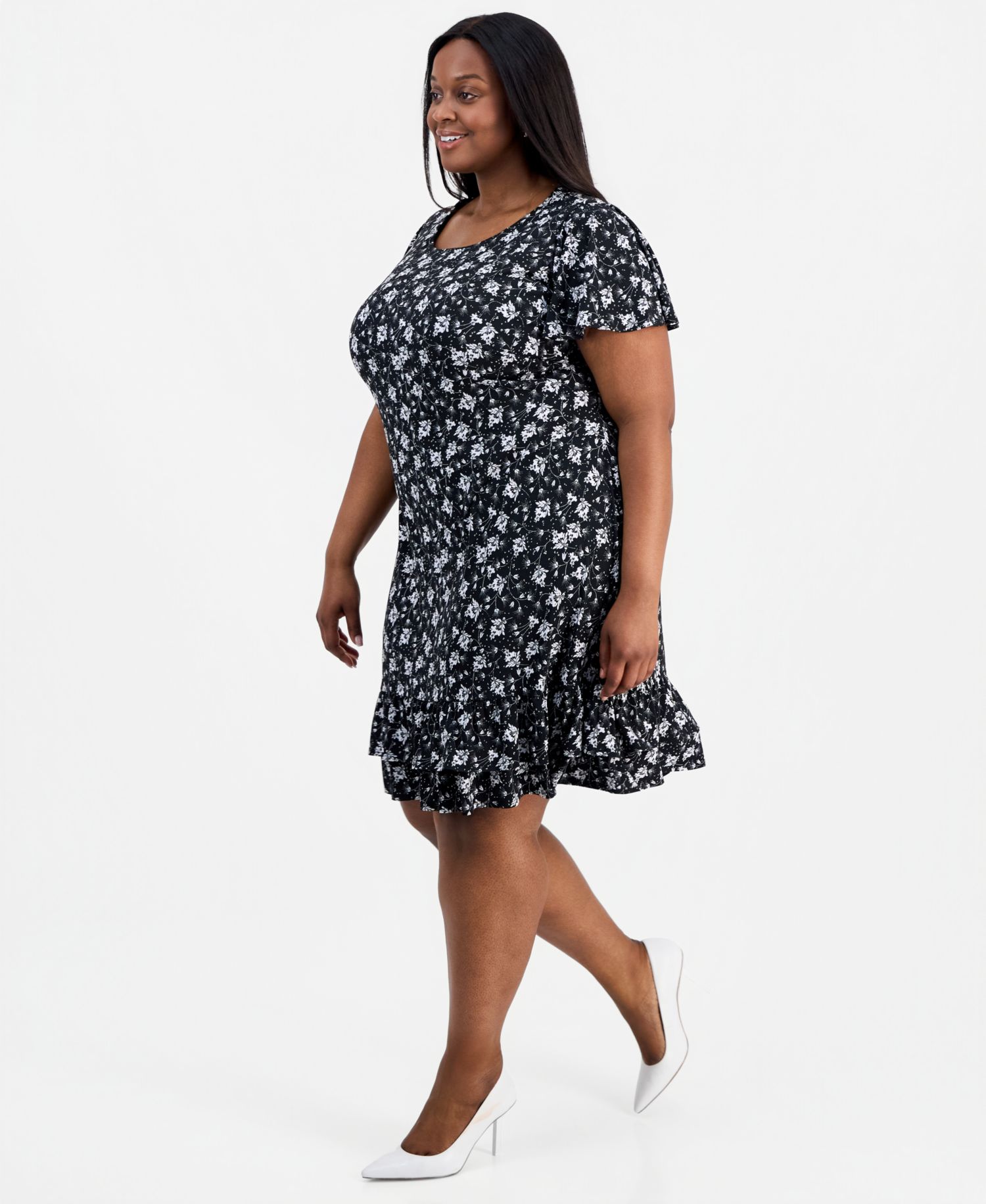 Plus Size Round-Neck Short-Sleeve Dress