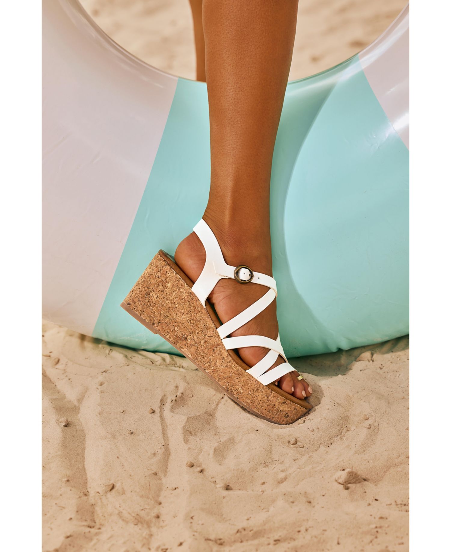 Women's Aurora Open Square Toe Strappy Wedge Sandals