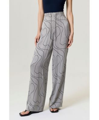 Women's Flowy Wide-Leg Tailored Pants