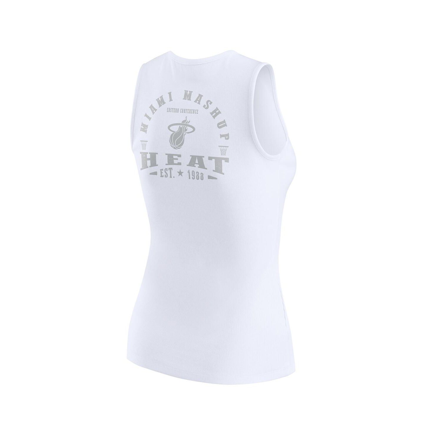 Женский топ WEAR by Erin Andrews White Miami Heat Rib-Knit Henley — фото 3