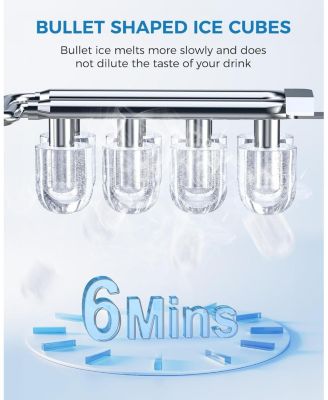 Portable Countertop Ice Maker, Fast Production with 2 Ice Sizes & Self-Cleaning