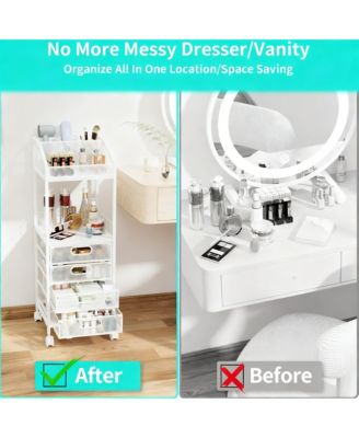 Multi-Compartment Makeup Organizer with Wheels for Skincare and Cosmetics